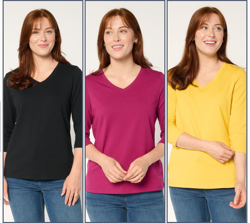 Denim & Co. Essentials Perfect Jersey 3-Pack 3/4 Sleeve Tops — View 33