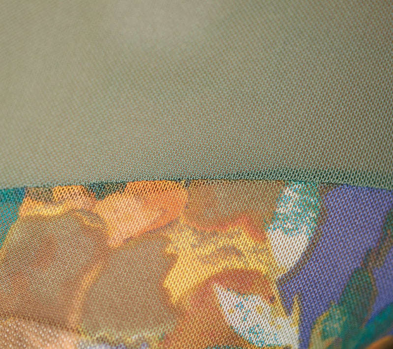 LOGO Layers by Lori Goldstein Printed Sheer Mesh Top with Solid Details — View 9