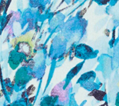 LOGO Layers by Lori Goldstein Printed Sheer Mesh Top with Solid Details — View 3