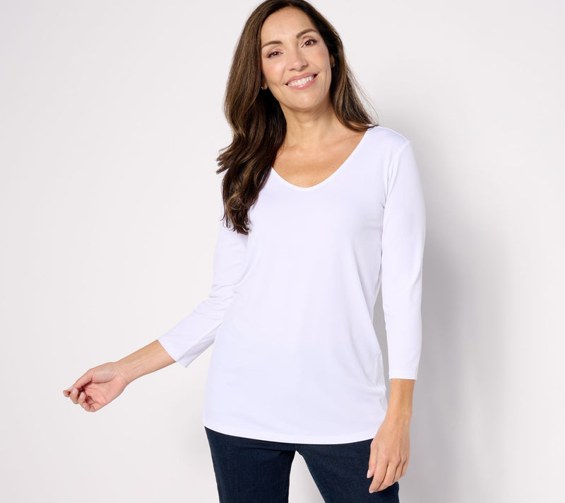 Susan Graver Petite Modern Essentials Liquid Knit 3/4 Sleeve Tunic — View 21