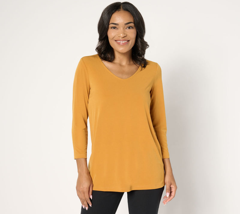Susan Graver Petite Modern Essentials Liquid Knit 3/4 Sleeve Tunic — View 22