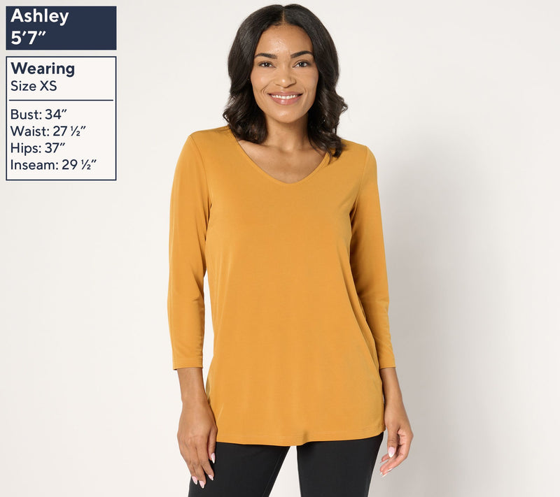 Susan Graver Petite Modern Essentials Liquid Knit 3/4 Sleeve Tunic — View 13