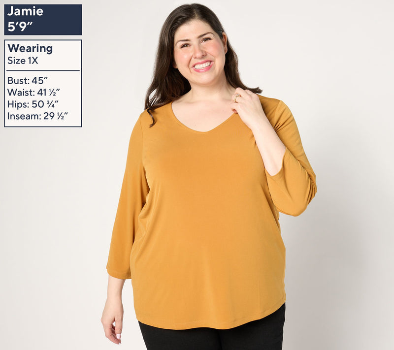 Susan Graver Petite Modern Essentials Liquid Knit 3/4 Sleeve Tunic — View 12
