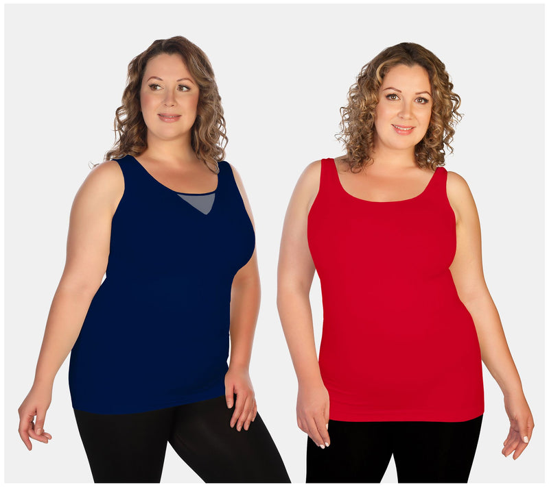 Skinnytees Plus Set of 2 V-Neck & Scoop Neck Ta nk Tops — View 9