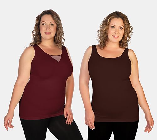 Skinnytees Plus Set of 2 V-Neck & Scoop Neck Ta nk Tops — View 15