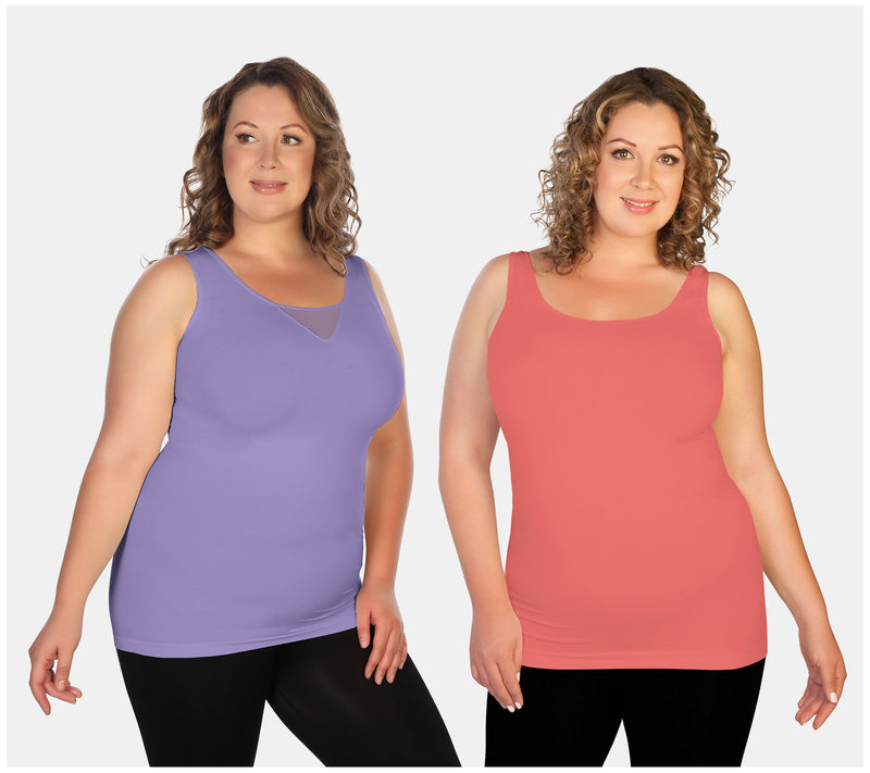 Skinnytees Plus Set of 2 V-Neck & Scoop Neck Ta nk Tops — View 7