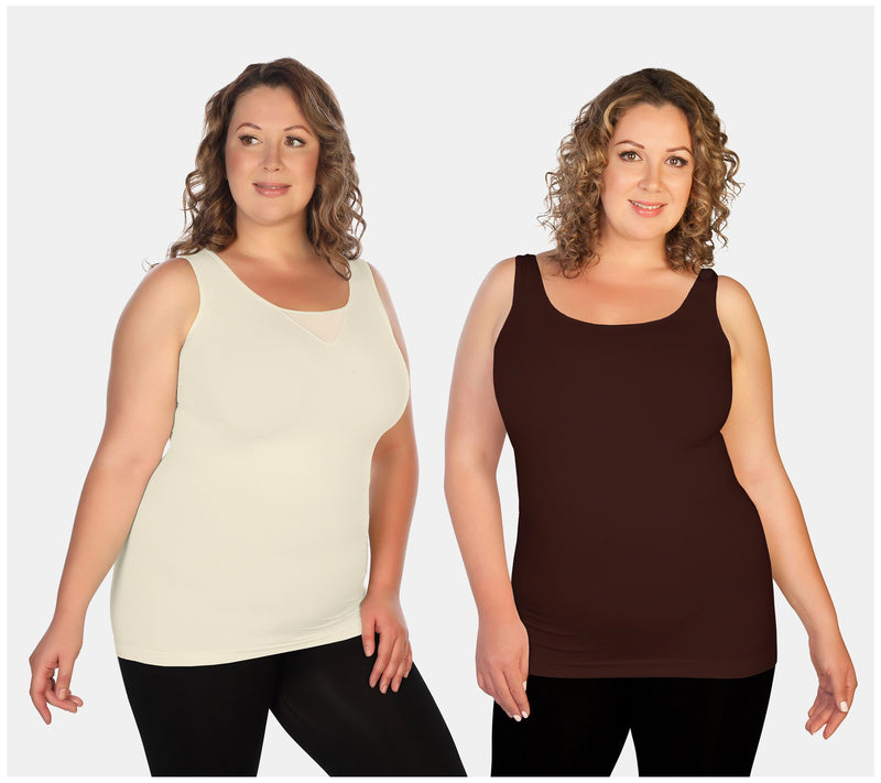 Skinnytees Plus Set of 2 V-Neck & Scoop Neck Ta nk Tops — View 5