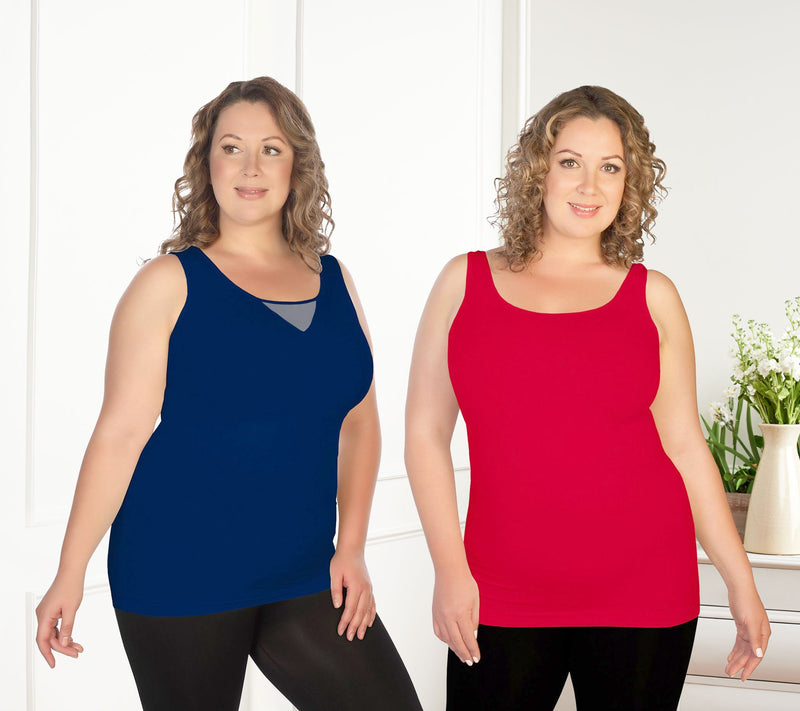 Skinnytees Plus Set of 2 V-Neck & Scoop Neck Ta nk Tops — View 19