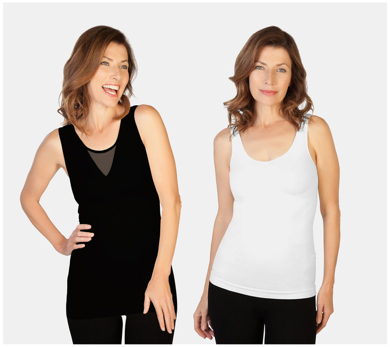 Skinnytees Missy Set of 2 V-Neck & Scoop Neck Tank Tops — View 3