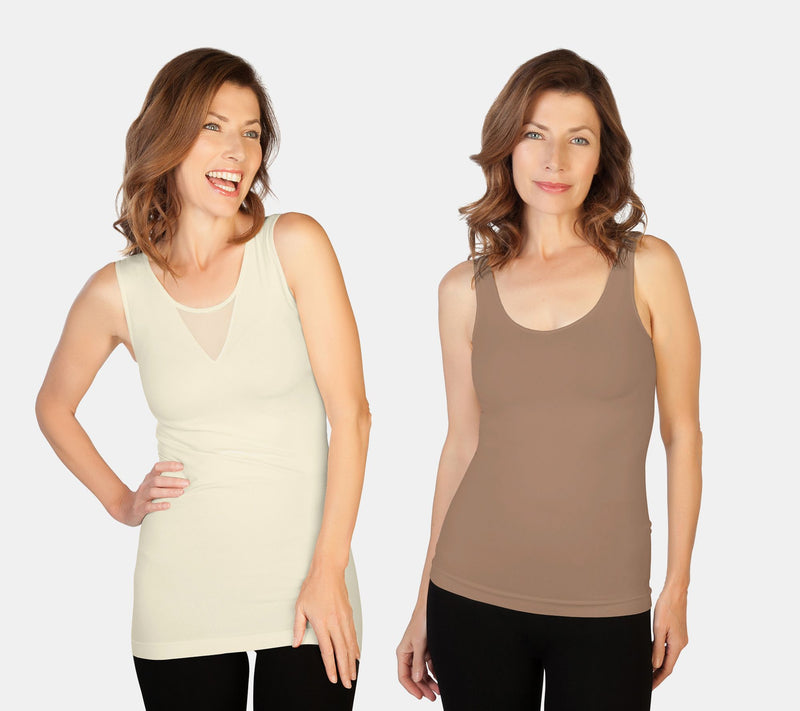 Skinnytees Missy Set of 2 V-Neck & Scoop Neck Tank Tops — View 4