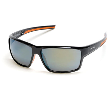 Harley Davidson Men's Shiny Black & Bordeaux Mi rror Sunglasse