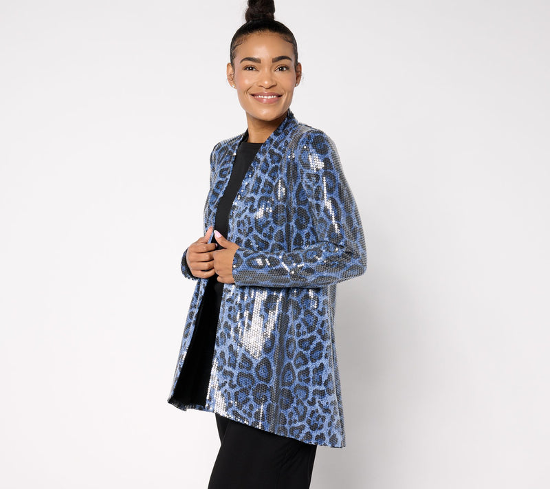 Dennis Basso Printed Sequin Fully Lined Cardigan — View 12