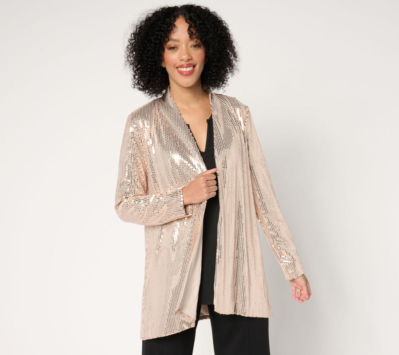 Dennis Basso Printed Sequin Fully Lined Cardigan — View 6