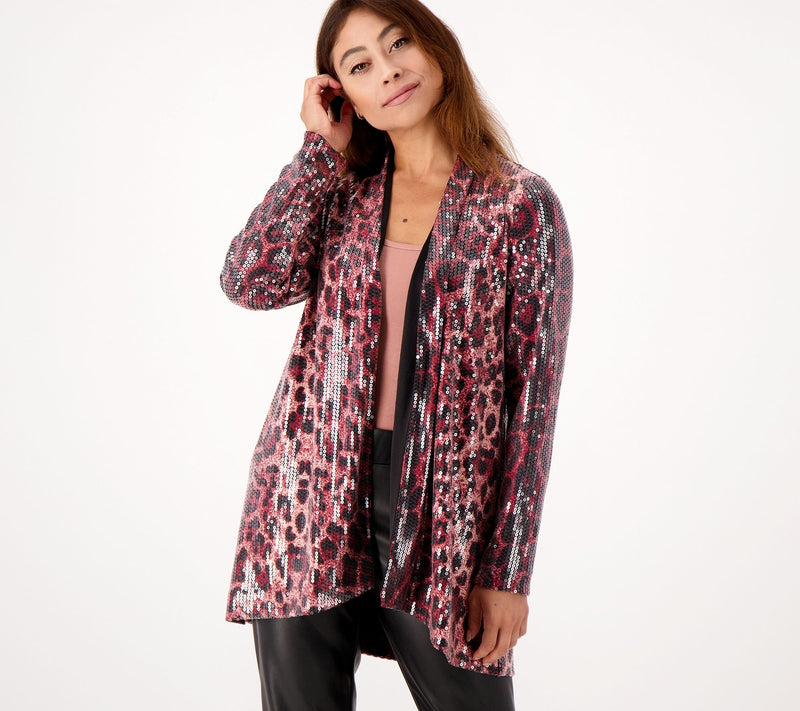 Dennis Basso Printed Sequin Fully Lined Cardigan — View 3