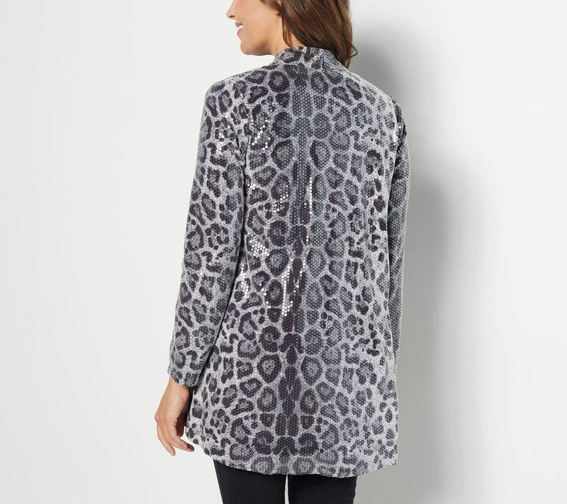 Dennis Basso Printed Sequin Fully Lined Cardigan — View 16
