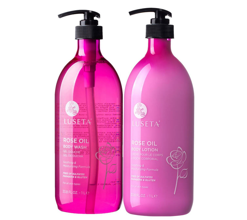 Luseta Super Size Rose Oil Body Wash & Lotion Set — Main view