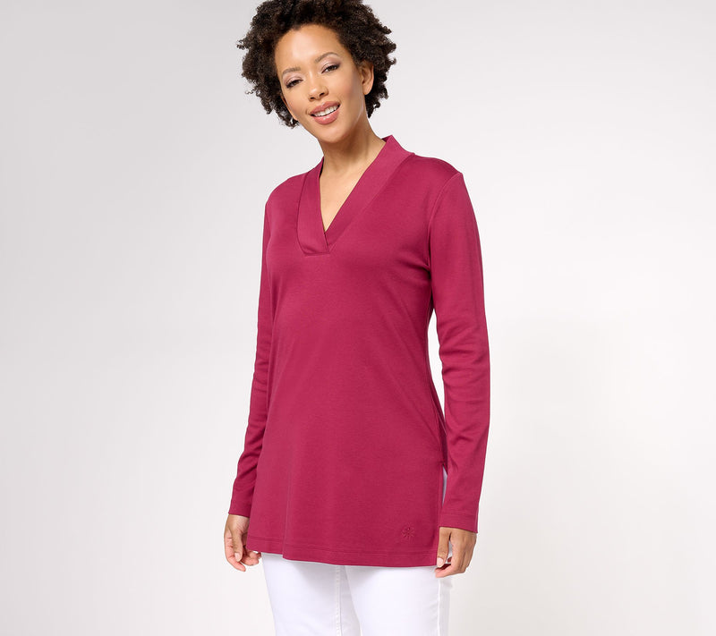 Isaac Mizrahi Live! Regular Essentials Pima V-Neck Tunic — View 14