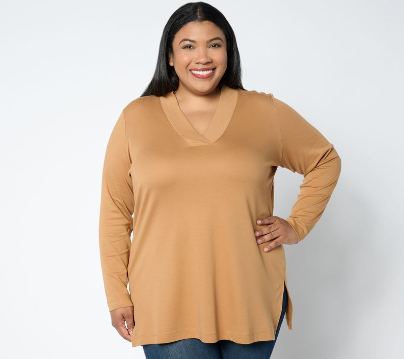 Isaac Mizrahi Live! Regular Essentials Pima V-Neck Tunic — View 2