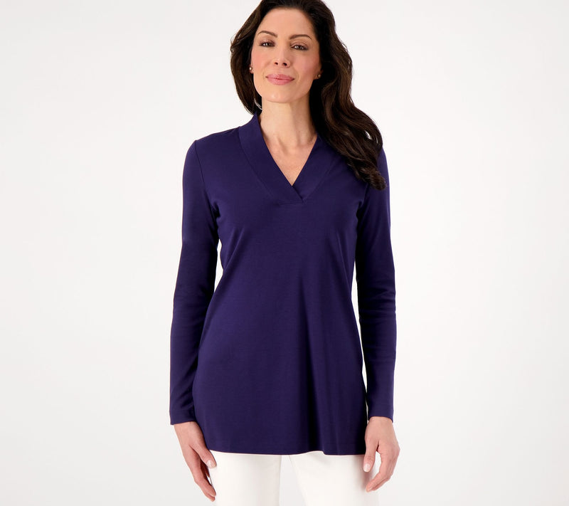 Isaac Mizrahi Live! Regular Essentials Pima V-Neck Tunic — View 17