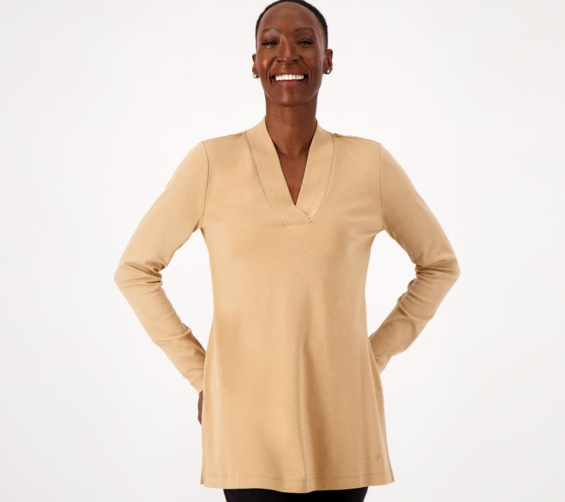 Isaac Mizrahi Live! Regular Essentials Pima V-Neck Tunic — View 19