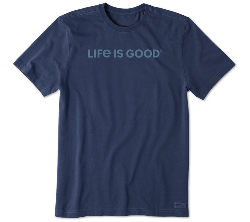 Life is Good Men's Dark Blue Wordmark Horizonta l Crusher Tee — Main view