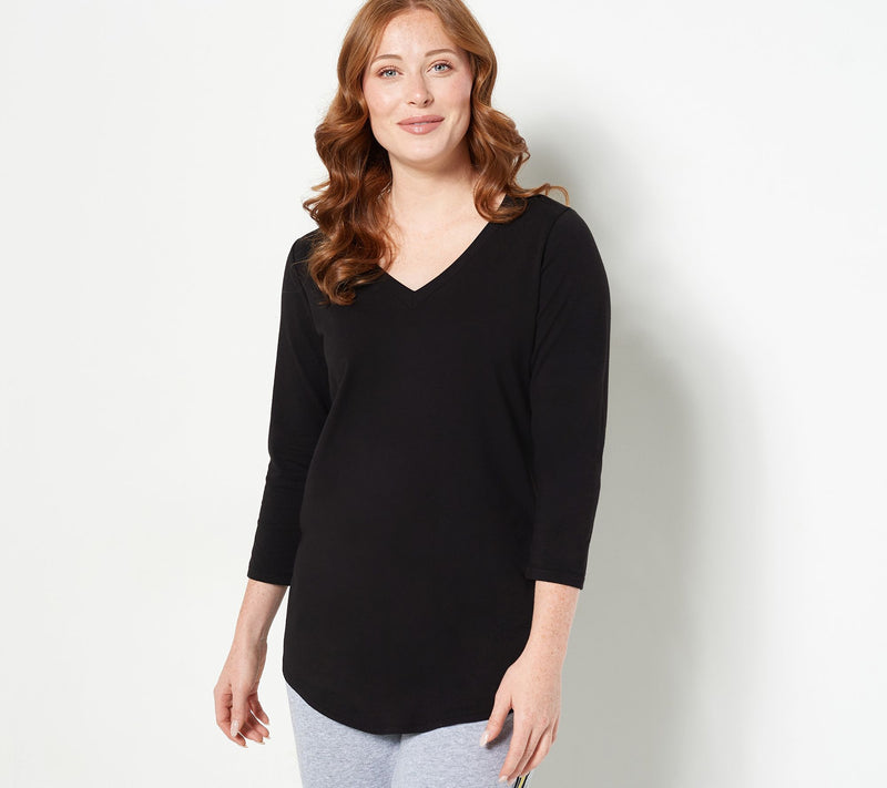 Susan Graver Regular Weekend Essentials Comfy Cotton V-Neck Tunic — View 14