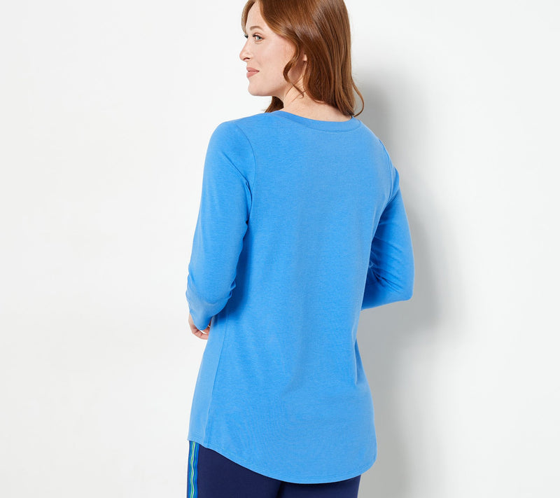Susan Graver Regular Weekend Essentials Comfy Cotton V-Neck Tunic — View 10