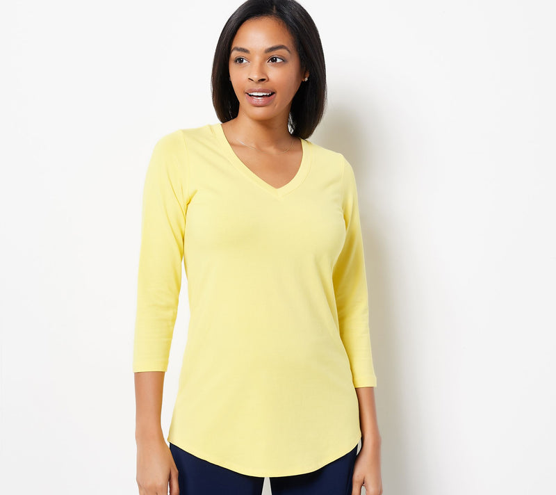Susan Graver Regular Weekend Essentials Comfy Cotton V-Neck Tunic — View 9