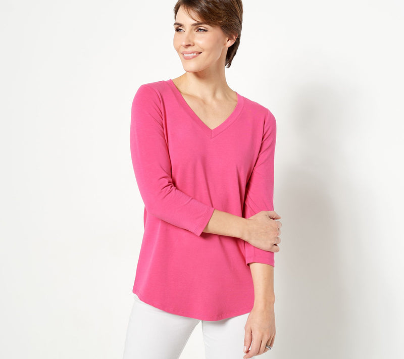 Susan Graver Regular Weekend Essentials Comfy Cotton V-Neck Tunic — View 19