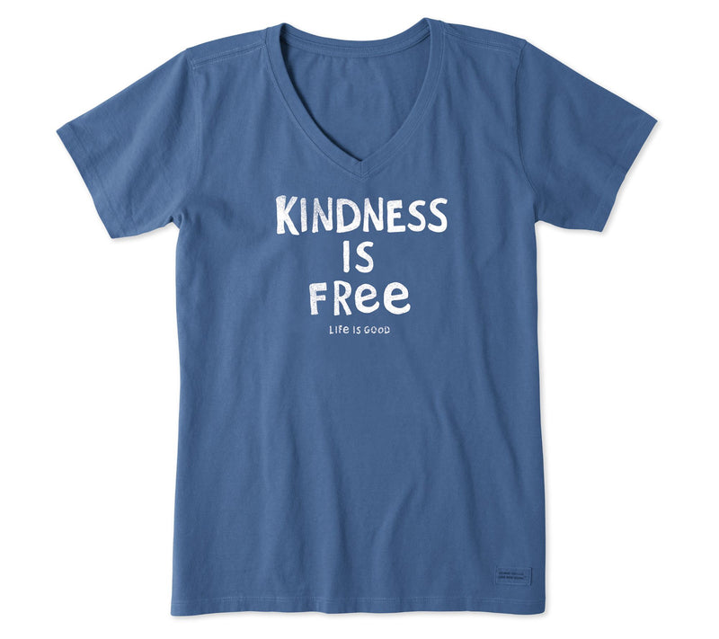 Life is Good Women's Vintage Blue Kindness is Fee Crusher Vee — Main view