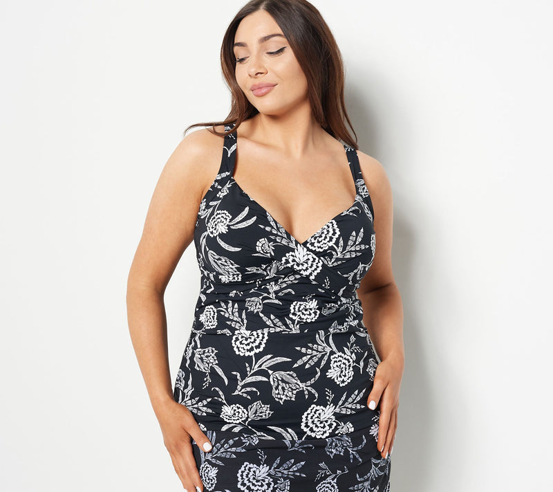 Lands' End V-Neck Wrap Underwire Tankini Top — View 5