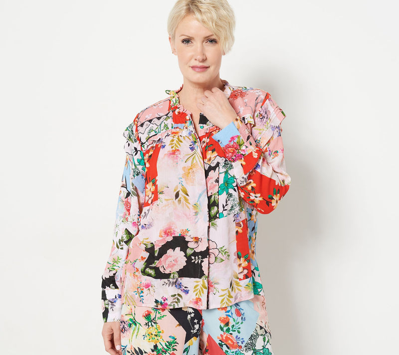 Tolani Collection Long-Sleeve Button Down Blouse — View 9