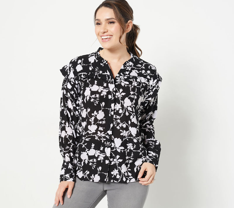Tolani Collection Long-Sleeve Button Down Blouse — View 10