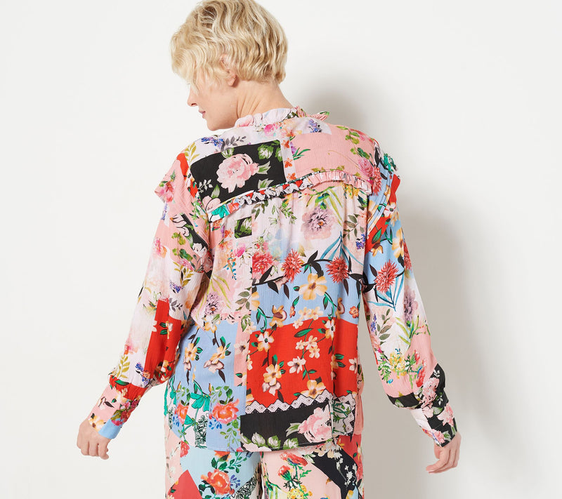 Tolani Collection Long-Sleeve Button Down Blouse — View 2