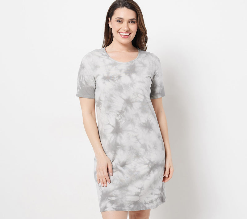 Denim & Co. Regular French Terry Crystal Wash Tie-Dye T-Shirt Dress — View 7
