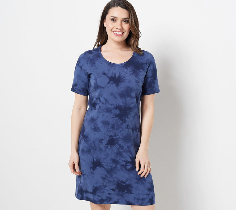 Denim & Co. Regular French Terry Crystal Wash Tie-Dye T-Shirt Dress — View 9