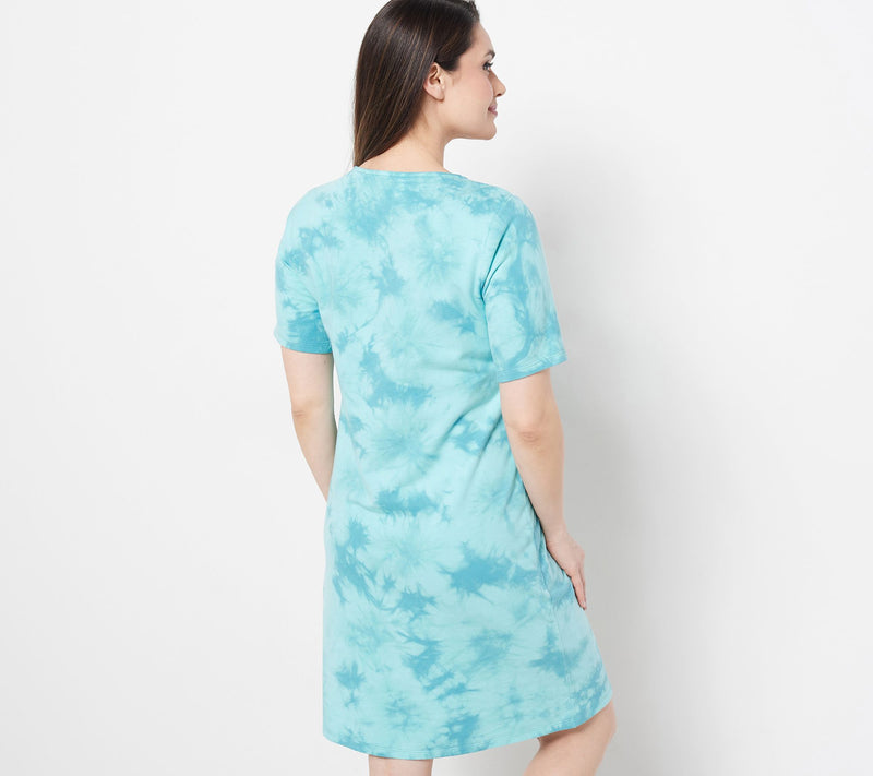 Denim & Co. Regular French Terry Crystal Wash Tie-Dye T-Shirt Dress — View 15