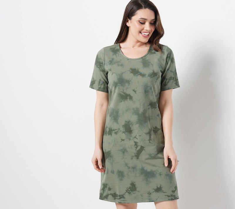 Denim & Co. Regular French Terry Crystal Wash Tie-Dye T-Shirt Dress — View 11