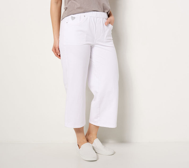 Quacker Factory DreamJeannes Regular Pull-On Wide-Leg Culotte Pants — View 13