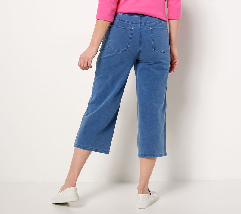 Quacker Factory DreamJeannes Regular Pull-On Wide-Leg Culotte Pants — View 2