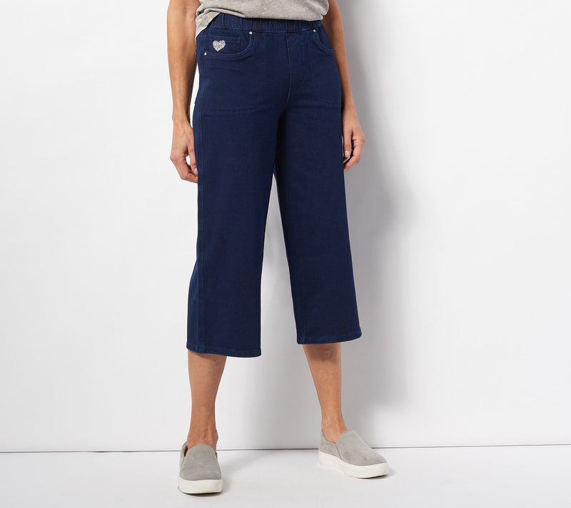 Quacker Factory DreamJeannes Regular Pull-On Wide-Leg Culotte Pants — View 18