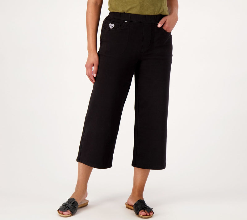 Quacker Factory DreamJeannes Short Pull-On Wide-Leg Culotte Pants — View 17