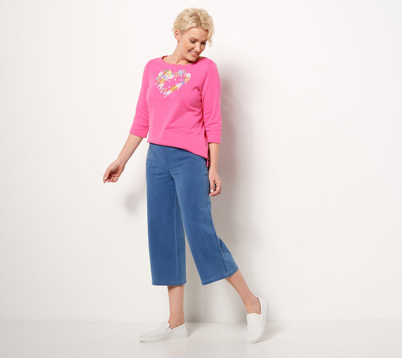 Quacker Factory DreamJeannes Short Pull-On Wide-Leg Culotte Pants — View 13