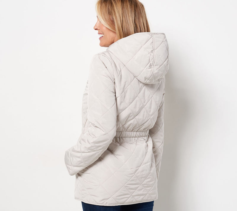 Nuage Reversible Quilted Jacket with Hood & Cinch Waist — View 11
