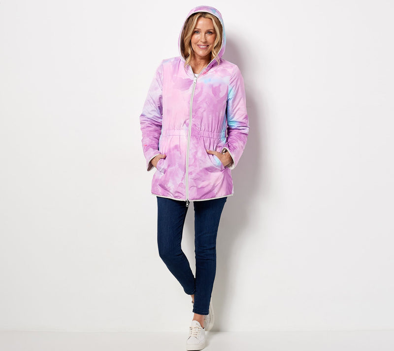 Nuage Reversible Quilted Jacket with Hood & Cinch Waist — View 10