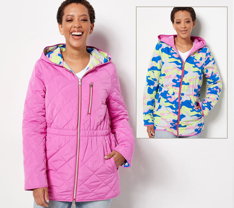 Nuage Reversible Quilted Jacket with Hood & Cinch Waist — View 7