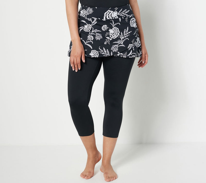 Lands' End Petite High Waisted UPF 50 Skirted Swim Leggings — View 2