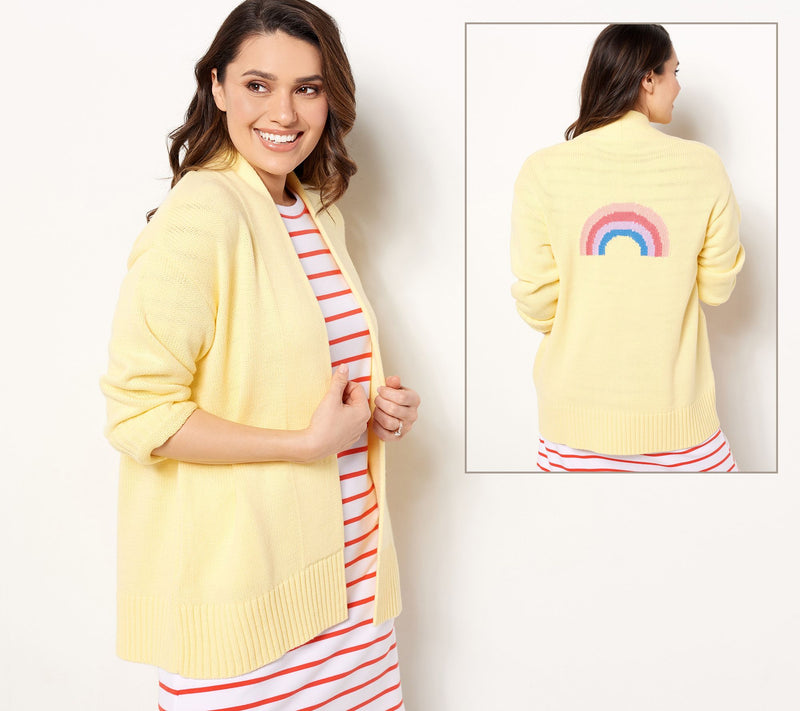 Candace Cameron Bure Regular Novelty Jacquard Open Cardigan — View 7
