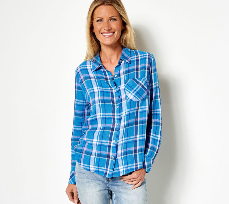 Candace Cameron Bure Regular Linen Blend Button- Front Shirt — View 15