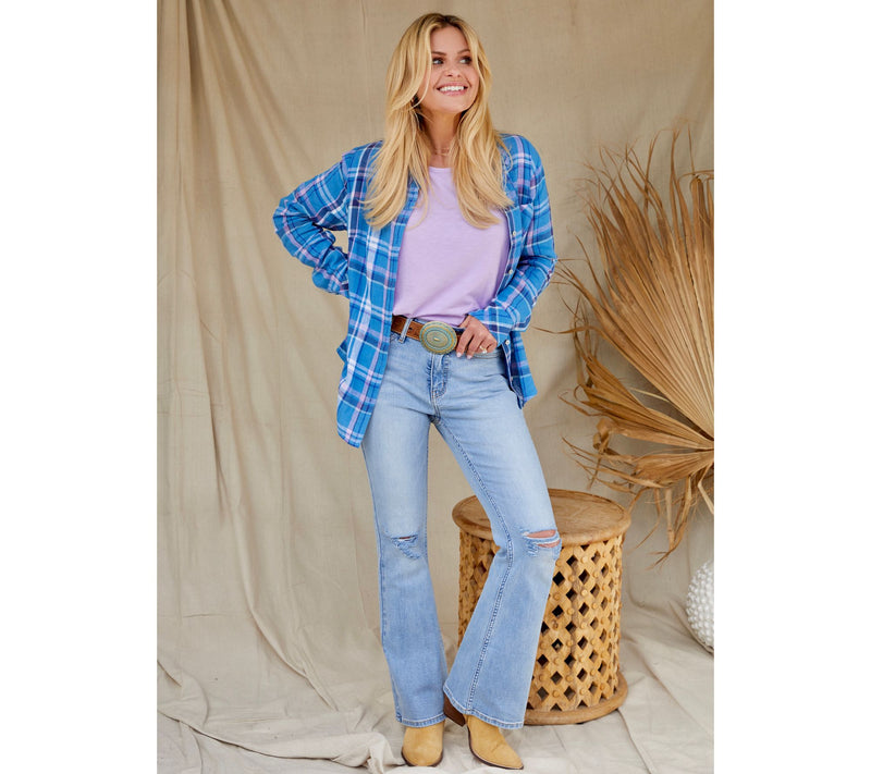 Candace Cameron Bure Petite Linen Blend Button- Front Shirt — View 19